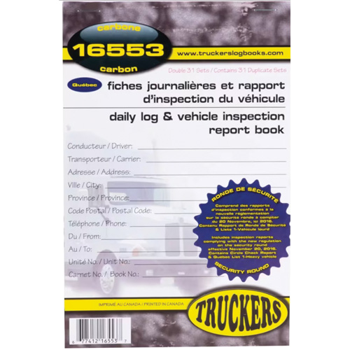 Carnet bilingue de registre quotidien et de rapport d'inspection de v&eacute;hicule OSI Industrial Sales