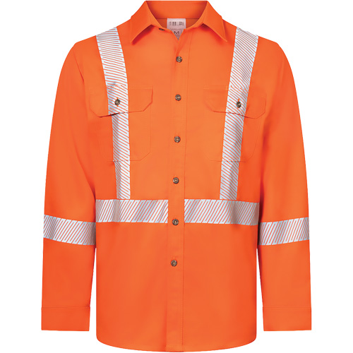 Chemise de travail haute visibilit&eacute; &agrave; bandes segment&eacute;es 7 oz de luxe Avenger, Style 652, Hommes, 3T-Grand, Orange OSI Industrial Sales