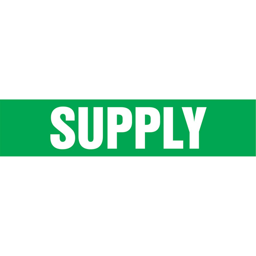 Marqueurs de tuyau "Supply", Autocollant, 4" h x 24" la, Blanc/vert OSI Industrial Sales