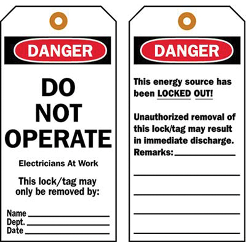 &eacute;tiquettes de verrouillage, Plastique, 3" la x 5-1/2" h, Anglais OSI Industrial Sales