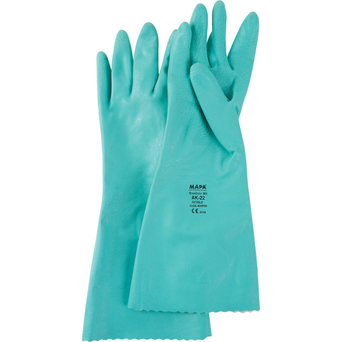 StanSolv&reg; Embossed Z-Pattern Grip Gloves, Size Small/7, 14" L, Nitrile, Interlock Inner Lining, 11-mil OSI Industrial Sales