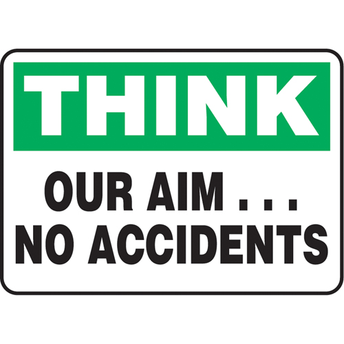 "Our Aim… No Accidents" Sign, 10" x 14", Aluminum, English OSI Industrial Sales