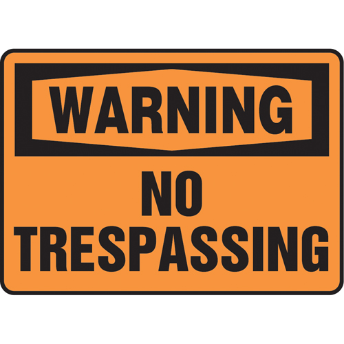"No Trespassing" Sign, 7" x 10", Vinyl, English OSI Industrial Sales