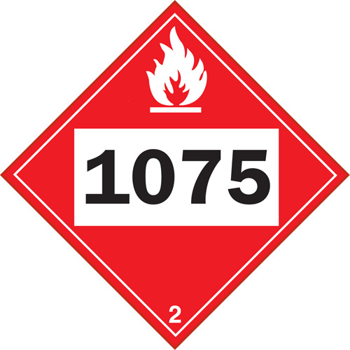 1075 Liquefied Petroleum Flammable Gas TDG Placard, Plastic OSI Industrial Sales