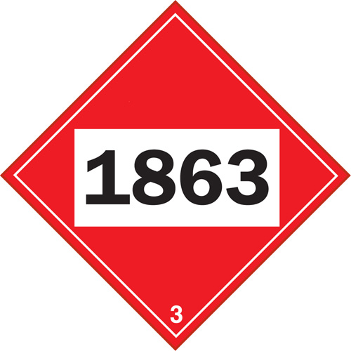 Plaque-&eacute;tiquette TMD 1863 pour liquide inflammable carburant aviation, Plastique OSI Industrial Sales