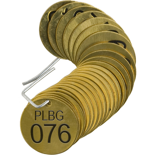 &eacute;tiquettes num&eacute;rot&eacute;es pour vannes PLPG, # 076-100, Laiton, 1,5" dia. OSI Industrial Sales