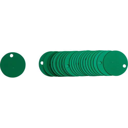 &eacute;tiquettes rondes vierges pour vannes, Aluminium, 2" dia. OSI Industrial Sales