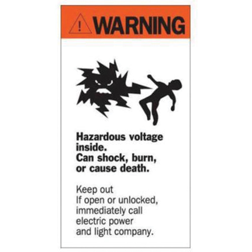"Warning Hazardous Voltage" Sign, 8" x 4-1/2", Acrylic, English with Pictogram OSI Industrial Sales