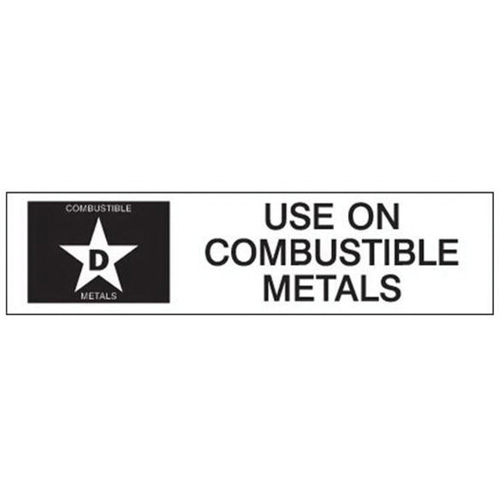 "D: Use on Combustible Metals" Fire Extinguisher Label OSI Industrial Sales