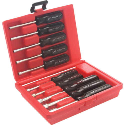 Drilled Shaft Nut Driver Set With Red Plastic Case, 10 Pcs., Metric OSI Industrial Sales