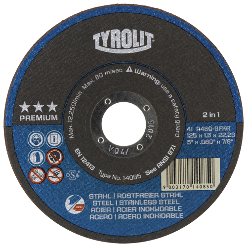 Meules &agrave; tronçonner 2-en-1 Thincut de premi&egrave;re qualit&eacute;, 4-1/2" x 1/16", Arbre de 7/8", Type 1, Oxyde d'aluminium, 13 300 Tr/min OSI Industrial Sales