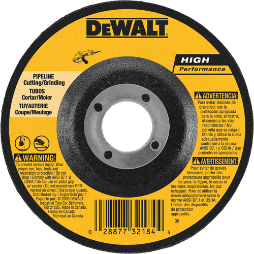 High Performance Pipeline Wheel, 5" x 1/8", 7/8" Arbor, Aluminum Oxide, Type 27 OSI Industrial Sales