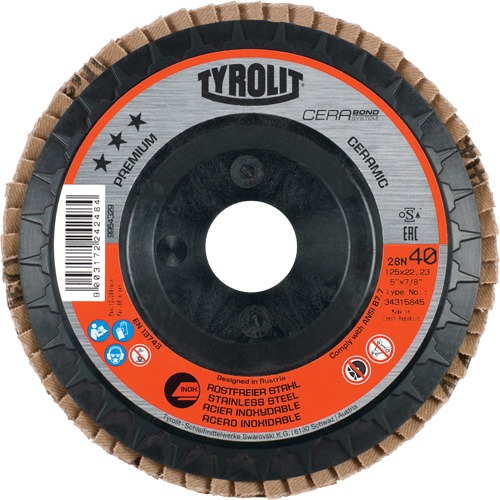 Disque &agrave; lamelles, 4-1/2" x 5/8"-11, Type 27, Grain 40, C&eacute;ramique OSI Industrial Sales