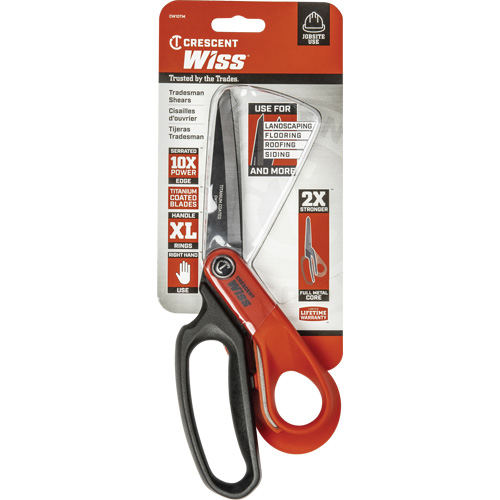 Heavy-Duty Titanium Coated Tradesman Shears, 10", Rings Handle OSI Industrial Sales