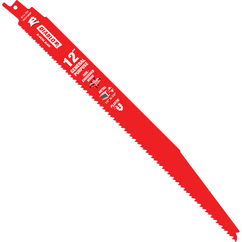 General-Purpose Reciprocating Saw Blade, Bi-Metal, 8-14 TPI, 12" L x 1" W OSI Industrial Sales
