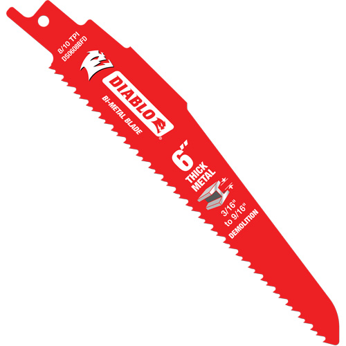 Reciprocating Blade for Thick Metal/Demolition, Bi-Metal, 8-10 TPI, 6" L OSI Industrial Sales