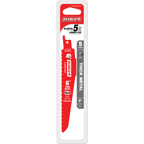 Reciprocating Blade for Thick Metal/Demolition, Bi-Metal, 8-10 TPI, 6" L OSI Industrial Sales