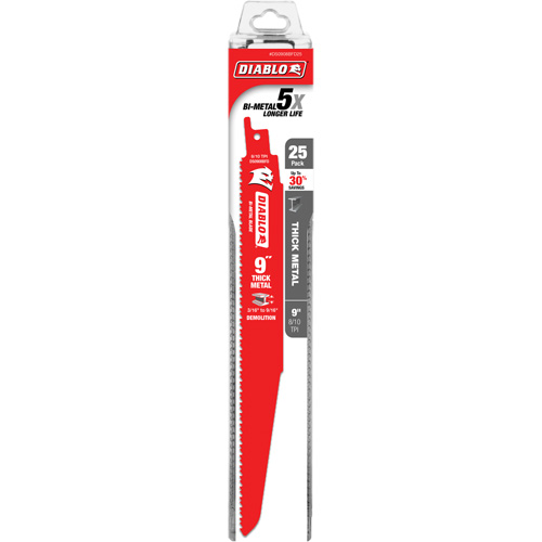 Lame de scie alternative pour la d&eacute;molition et les m&eacute;taux &eacute;pais, Bim&eacute;tal, 8-10 Dents par pouce, 9" lo OSI Industrial Sales