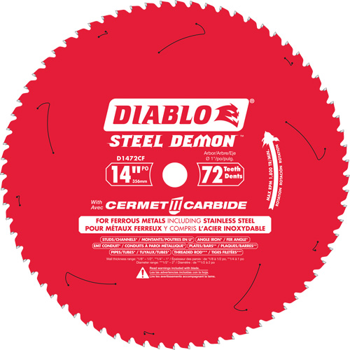Lame de scie circulaire Cermet II Steel Demon, 14", 72 dents, Pour M&eacute;tal OSI Industrial Sales