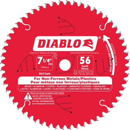 Aluminum Cutting Saw Blade, 7-1/4", 56 Teeth, Non-Ferrous Use OSI Industrial Sales