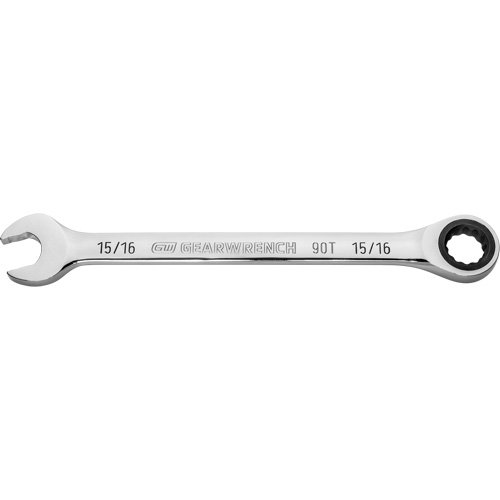 90-Tooth Ratcheting Combination Wrench, 12 Point, 15/16", Chrome Finish OSI Industrial Sales