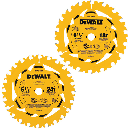 Assortiment de lames de scie circulaire, 6-1/2", 18/24 dents, Pour Bois OSI Industrial Sales