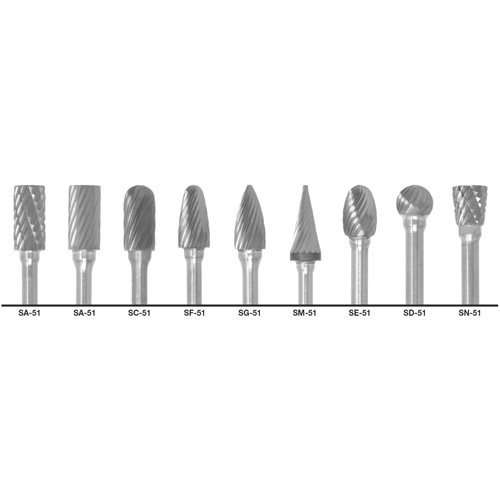 1855 Double Cut Carbide Burr Set, 9 Pieces OSI Industrial Sales
