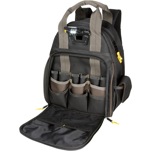 Sacs &agrave; dos pour outils Techgear &agrave; 53 pochettes, 16" lo x 13-1/4" la, Noir, Polyester OSI Industrial Sales