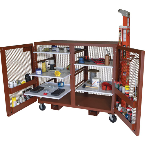 Armoire mobile en treillis, Acier, 49 pi³, Rouge OSI Industrial Sales
