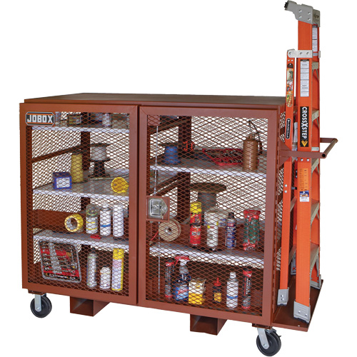 Armoire mobile en treillis, Acier, 49 pi³, Rouge OSI Industrial Sales