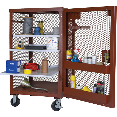 Mobile Mesh Cabinet, Steel, 22 Cubic Feet, Red OSI Industrial Sales
