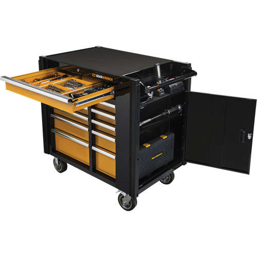 Powered Tool Cart, 11 Drawers, 42-1/2" W x 24-7/16" D x 41" H, Black/Orange OSI Industrial Sales