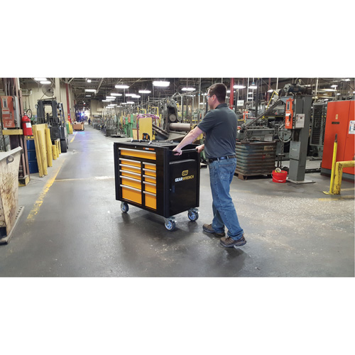 Powered Tool Cart, 11 Drawers, 42-1/2" W x 24-7/16" D x 41" H, Black/Orange OSI Industrial Sales