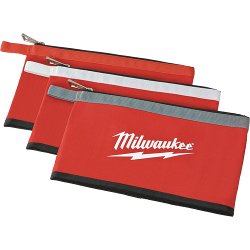 Coloured Zippered Pouches - Set of 3, Canvas, 3 Pockets, Black/Red OSI Industrial Sales