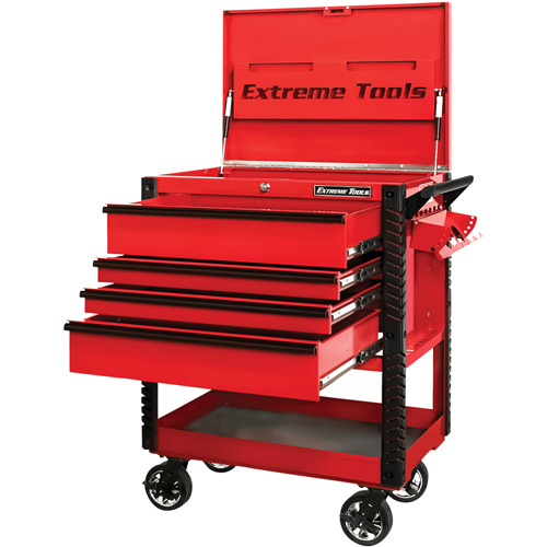 EX Deluxe Series Tool Cart, 4 Drawers, 22-7/8" L x 33" W x 44-1/4" H, Red OSI Industrial Sales