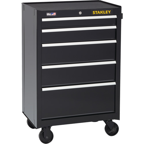 Armoire &agrave; outils roulante de s&eacute;rie 300, 5 tiroirs, 26-1/2" la x 18" p x 40-1/2" h, Noir OSI Industrial Sales