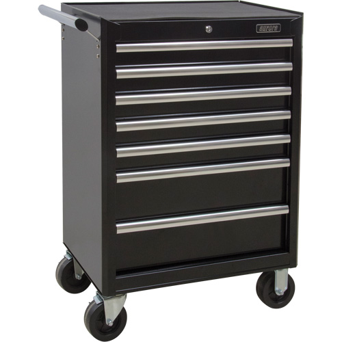 Industrial Tool Cart, 7 Drawers, 27" W x 18-3/4" D x 39" H, Black OSI Industrial Sales