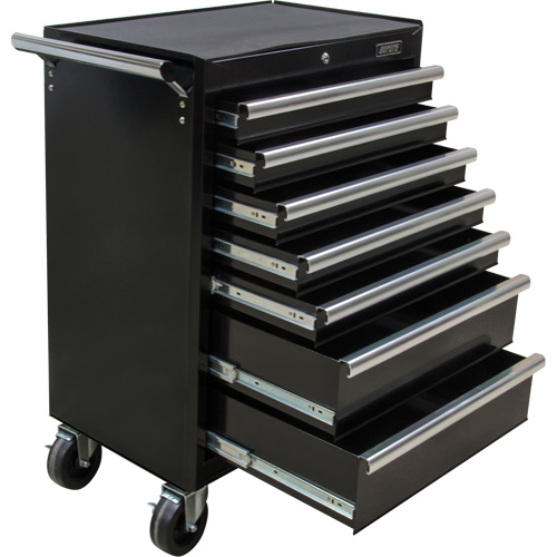 Industrial Tool Cart, 7 Drawers, 27" W x 18-3/4" D x 39" H, Black OSI Industrial Sales
