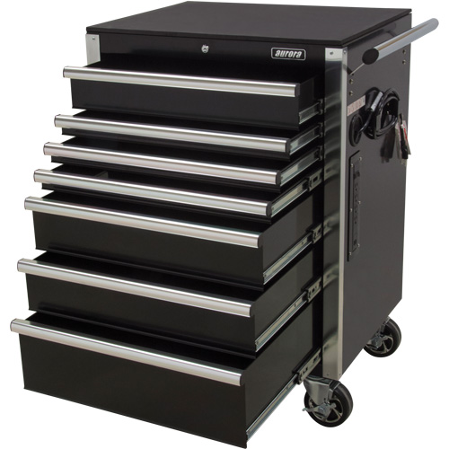 Chariot &agrave; outils &agrave; usage intensif, 7 tiroirs, 28" la x 22" p x 42-3/8" h, Noir OSI Industrial Sales