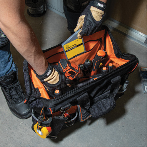 Tradesman Pro Wide-Open Tool Bag, Ballistic Nylon, 42 Pockets, Black OSI Industrial Sales