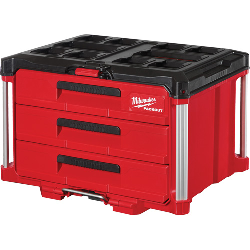 Boîte &agrave; outils avec 3 tiroirs Packout, 16-1/3" x 14-1/3" x 22-1/5", Noir/Rouge OSI Industrial Sales