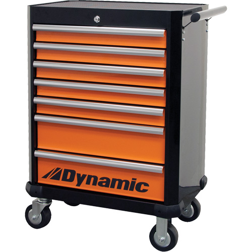 Roller Cabinet, 7 Drawers, 28" W x 18" D x 40" H, Black/Orange OSI Industrial Sales