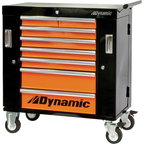Roller Cabinet, 8 Drawers, 36" W x 18" D x 39-1/4" H, Black/Orange OSI Industrial Sales