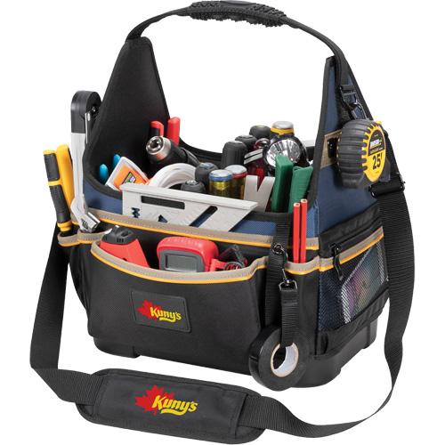 Molded Base Electrical/HVAC Tool Carrier, Ballistic Polyester, 20 Pockets, Black/Blue OSI Industrial Sales