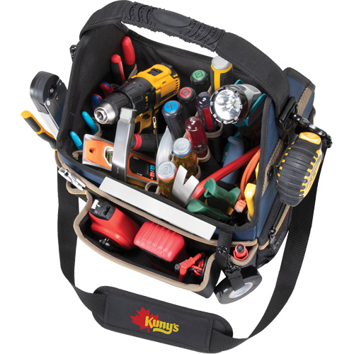 Molded Base Electrical/HVAC Tool Carrier, Ballistic Polyester, 20 Pockets, Black/Blue OSI Industrial Sales