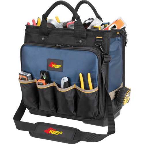 Molded Base Multi-Compartment Technician's Tool Bag, Ballistic Polyester, 54 Pockets, Black/Blue OSI Industrial Sales