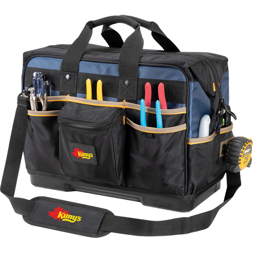 Molded Base Contractor's Closed-Top Tool Bag, Ballistic Polyester, 29 Pockets, Black/Blue OSI Industrial Sales