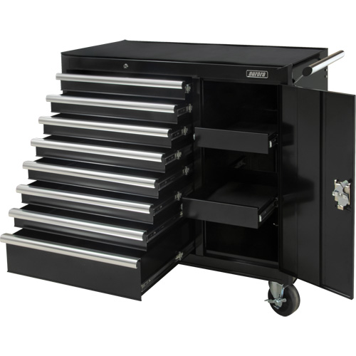 Industrial Tool Cart, 8 Drawers, 44-3/10" W x 21-1/10" D x 36-7/10" H, Black OSI Industrial Sales