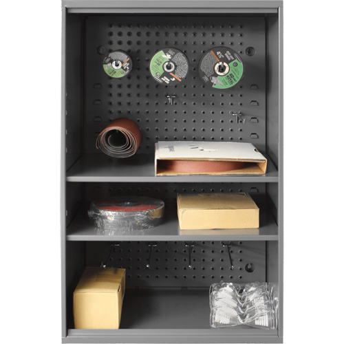Abrasive Storage Cabinet with Pegboard, Steel, 19-7/8" x 14-1/4" x 32-3/4", Grey OSI Industrial Sales