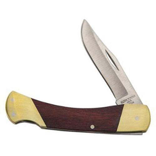 Sportsman Knife with Curved Handle, 2-5/8" Blade, Stainless Steel Blade, Wood Handle OSI Industrial Sales
